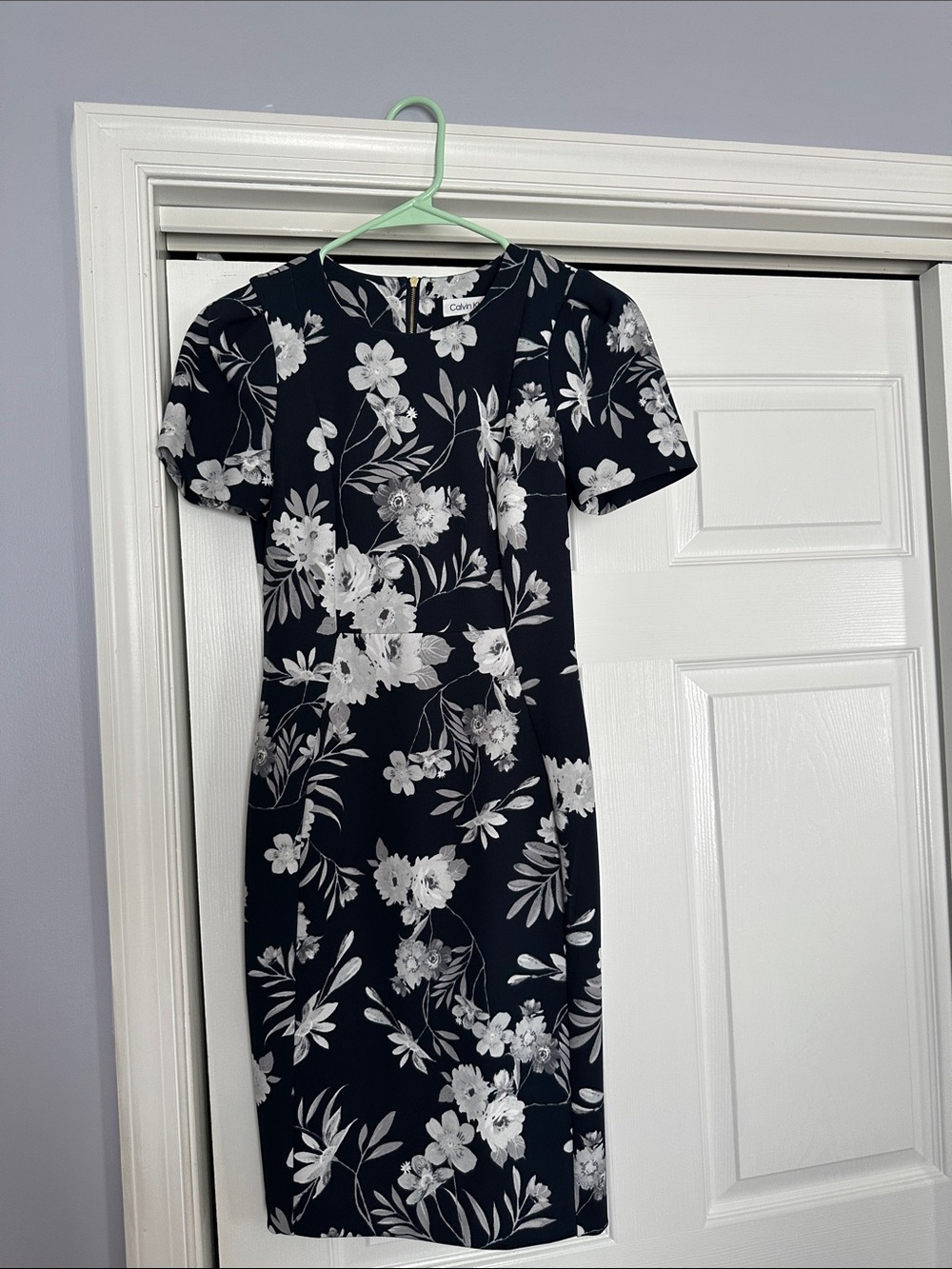 Calvin Klein Black & White Floral Sheath Dress